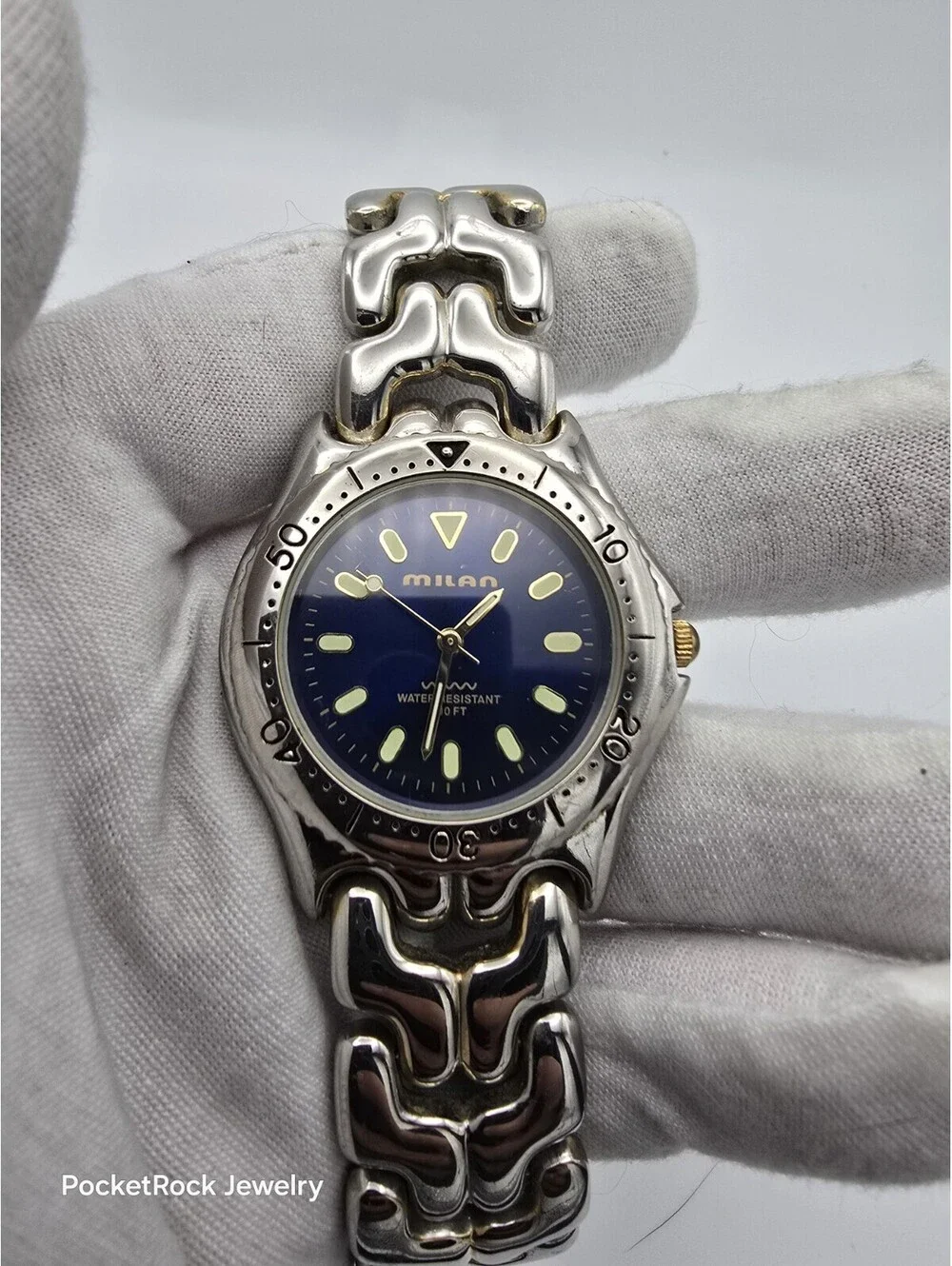Milan MLN898 Blue Dial Two Tone Bracelet Diver Style Quartz Watch 100FT